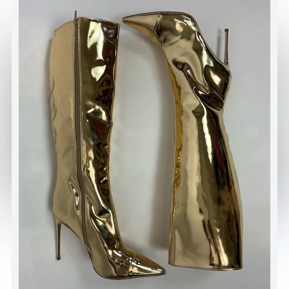 Steve Madden Gold Stiletto knee high boots